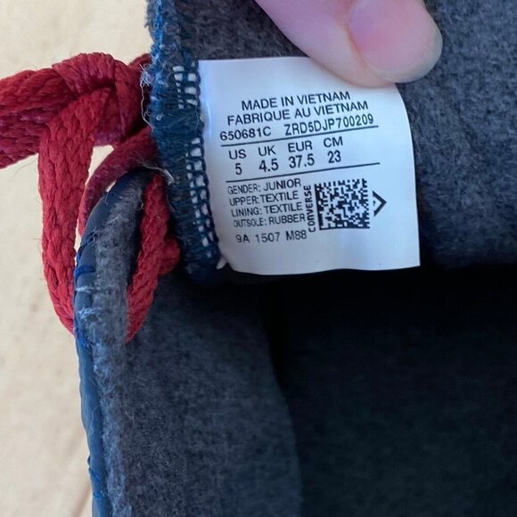 Kids Converse Chuck Taylor All Star High Top Sneakers Youth 5 Navy Zipper - Picture 12 of 14